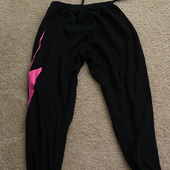 Aviator Nation Black Joggers with Pink Lightning Bolt - Picture 3 of 3